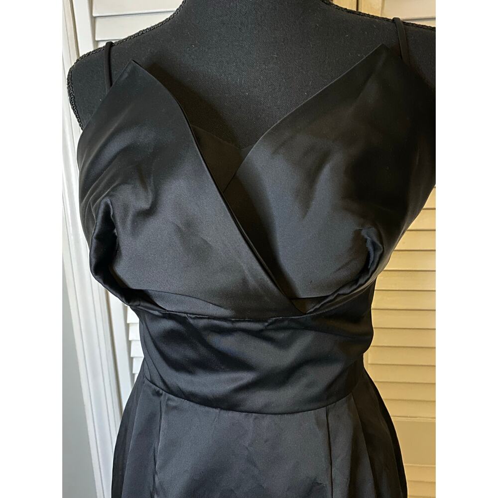 Vintage Little black Dress Tulip bodice 
Satin 1950s Hollywood glam Pin up‎ - Picture 7 of 8